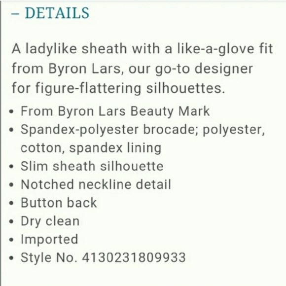 **SOLD** NWD Byron Lars Brocade Garden Sheath Dress, Sz. 4 - Picture 8 of 13